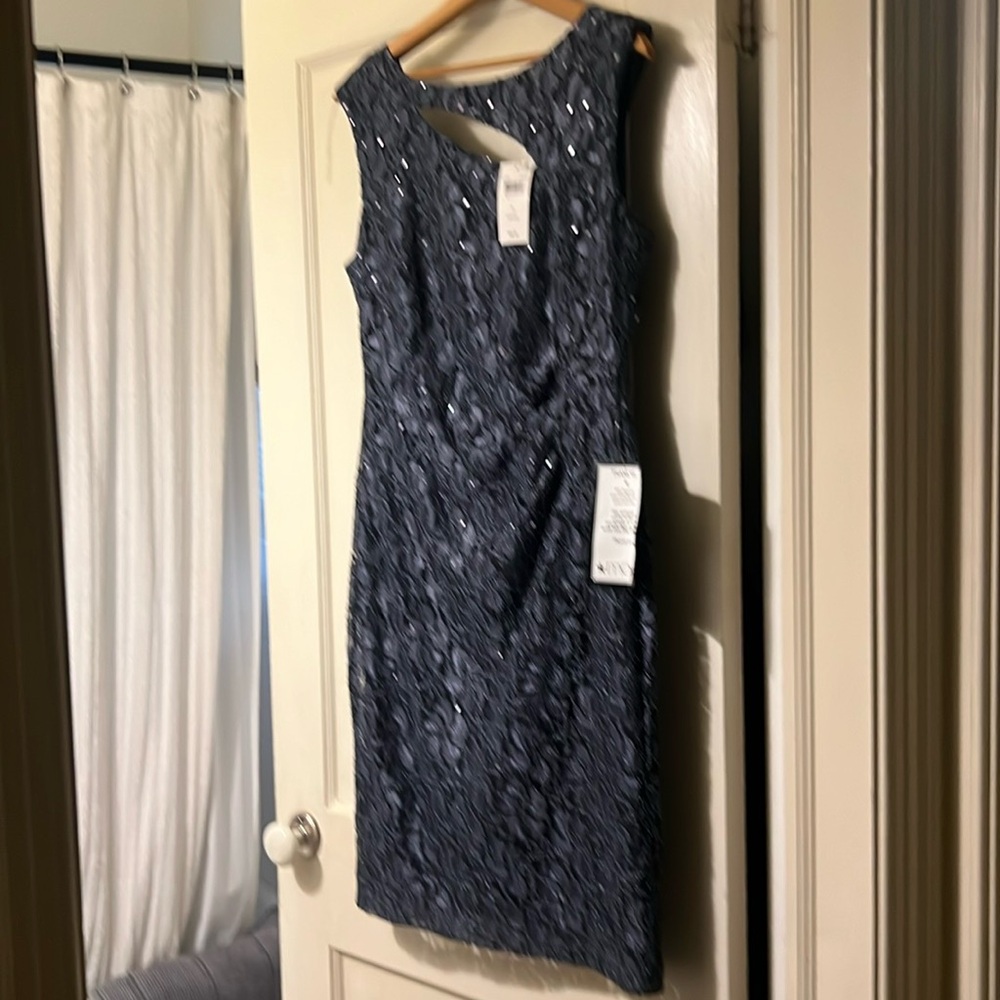 Cocktail dress /wedding guest dress /party dress– gray blue lace/ sparkle3